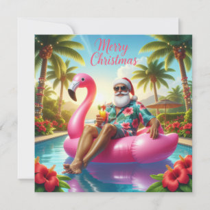 Cartão De Festividades Feliz Natal Santa Tropical Festa de Verão na Pisci