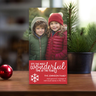 Cartão De Festividades Feliz Natal - Saudação a Foto Vertical Vermelha