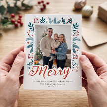 Feliz Natal Script Berry Holly e Pine Foto