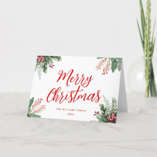 Cartão De Festividades Feliz Natal - Script Floral