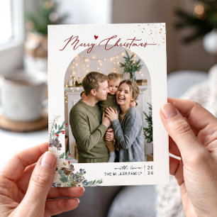 Cartão De Festividades Feliz Natal Script Modern Arch Shape 4 Foto