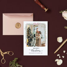 Feliz Natal Script Rosa, Arco Garland Foto