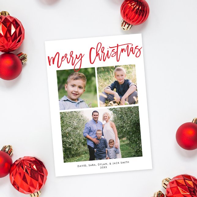 Cartão De Festividades Feliz Natal - Script Vermelho Simples Simples - 3  (Criador carregado)