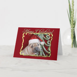Cartão De Festividades Feliz natal shar pei puppy greeting
