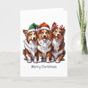 Cartão De Festividades Feliz Natal Shetland Sheepdog