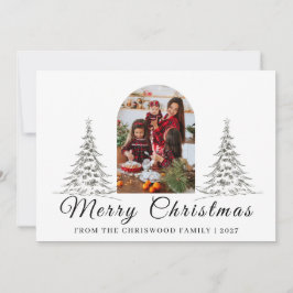 Cartão De Festividades Feliz Natal Simples Árvore de Natal família foto H