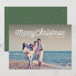 Cartão De Festividades Feliz Natal simples roteiro retro uma foto