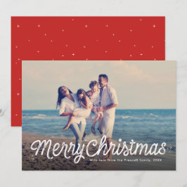 Cartão De Festividades Feliz Natal simples roteiro retrô uma foto