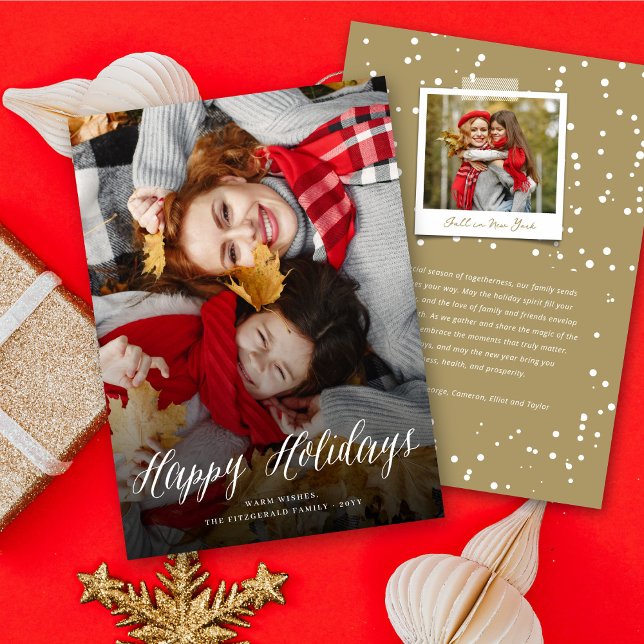 Cartão De Festividades Feliz Natal Simples Script Branco Foto Moderna (Criador carregado)