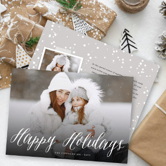 Cartão De Festividades Feliz Natal Simples Script Branco Foto Moderna