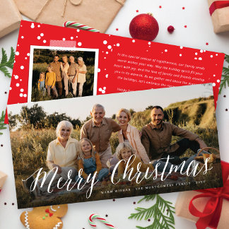 Cartão De Festividades Feliz Natal - Simples Script - Foto Minimalista