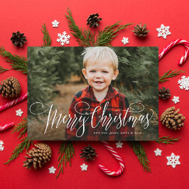 Cartão De Festividades Feliz Natal simples uma foto família