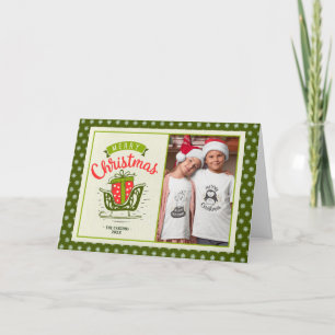 Cartão De Festividades Feliz Natal Sleigh Fotos do presente 2 Texto perso