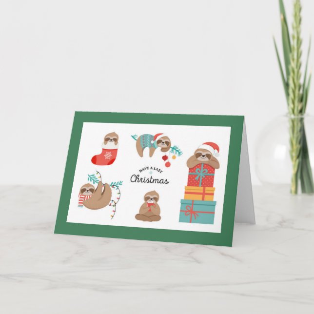 Cartão De Festividades Feliz Natal Sloths (Frente)