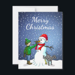 Cartão De Festividades Feliz Natal Snowman<br><div class="desc">Feliz Cartão de Natal com uma ilustração de um menino e cão a construir um boneco de neve.</div>