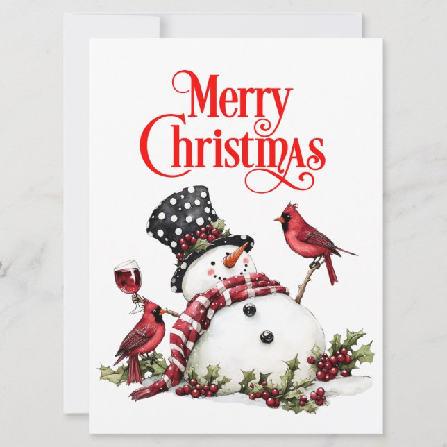 Cartão De Festividades Feliz Natal Snowman (Frente)
