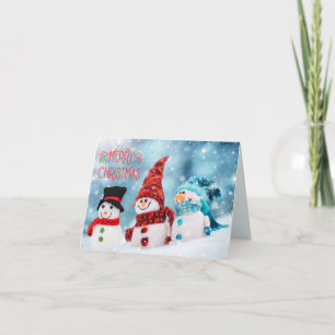 Cartão De Festividades Feliz Natal Snowmen Engraçado com Escarboços