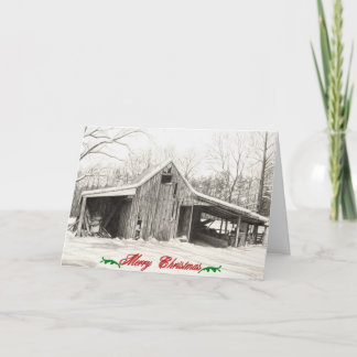 Cartão De Festividades Feliz Natal Snowy Barn
