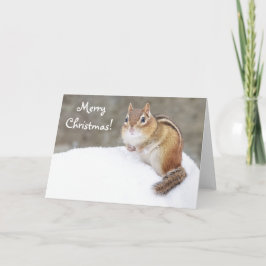 Cartão De Festividades Feliz Natal Snowy Chipmunk