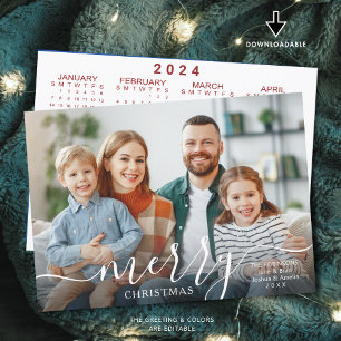 Cartão De Festividades FELIZ NATAL Sobreposição de Foto com Calendário 20
