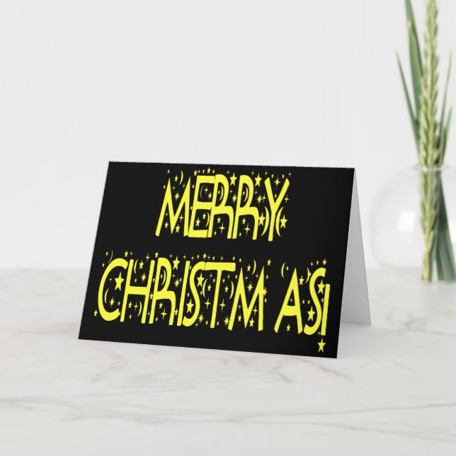 Cartão De Festividades Feliz Natal Starry Night Font (Frente)