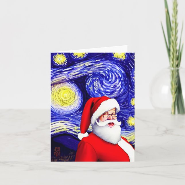 Cartão De Festividades Feliz Natal Starry Night Holiday Card (Frente)