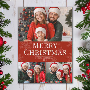 Cartão De Festividades Feliz Natal Texto Moderno Vermelho Família 3 Foto