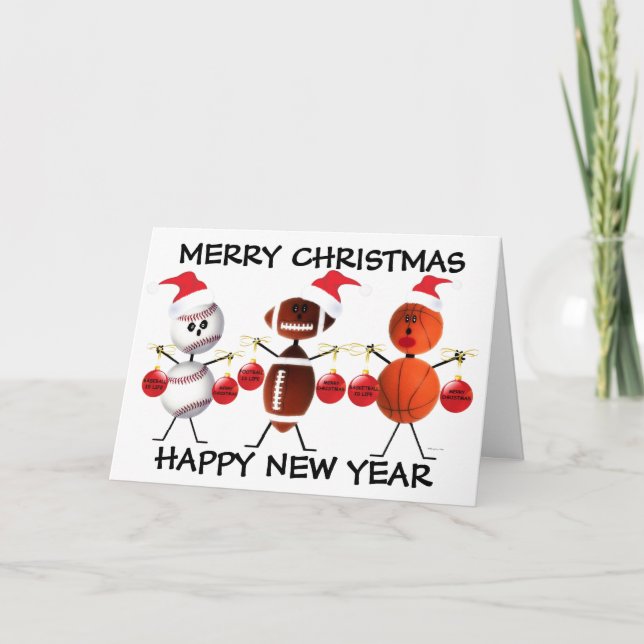 Cartão De Festividades Feliz Natal Todos os Esportes (Frente)