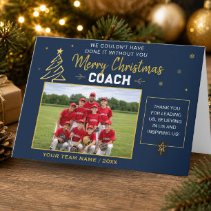 Cartão De Festividades Feliz Natal Treinador Foto Personalizada da Equipe