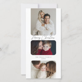 Cartão De Festividades Feliz Natal Três Foto Férias 