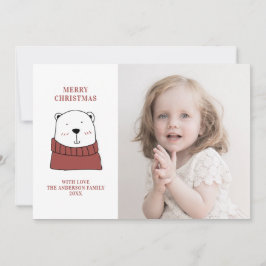 Cartão De Festividades Feliz Natal. Urso polar bonito. Animal engraçado