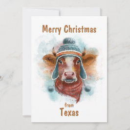 Cartão De Festividades Feliz Natal Vaca Com Tobogã