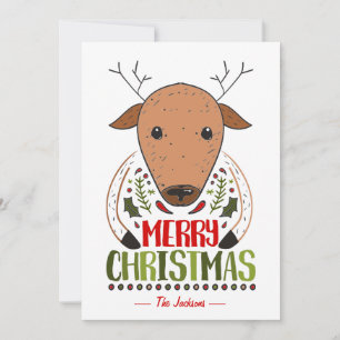 Cartão De Festividades Feliz Natal Veado Engraçado Nome Personalizado Des