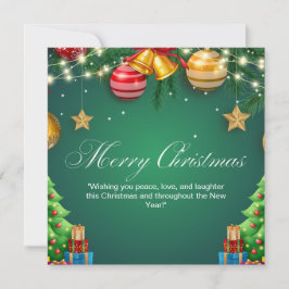 Cartão De Festividades Feliz Natal Verde e Vermelho Personalizado