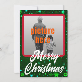 Cartão De Festividades Feliz Natal Verde Flocos de Neve de inverno