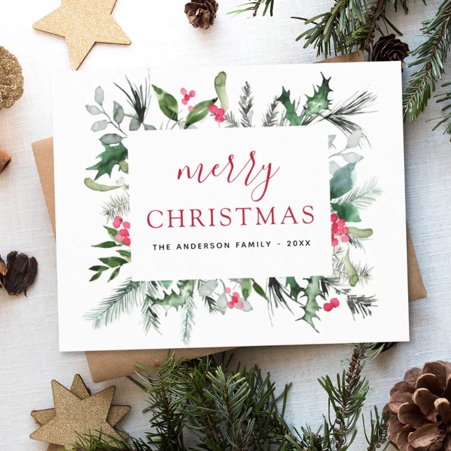 Cartão De Festividades Feliz Natal Verde Vermelho Verde (Criador carregado)