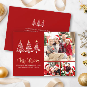 Cartão De Festividades Feliz Natal Vermelho 3 Foto Árvores Caprichosas Sc