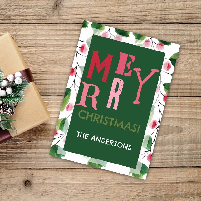 Cartão De Festividades Feliz Natal, Vermelho E Vermelhos, Terra De Aquare (Criador carregado)