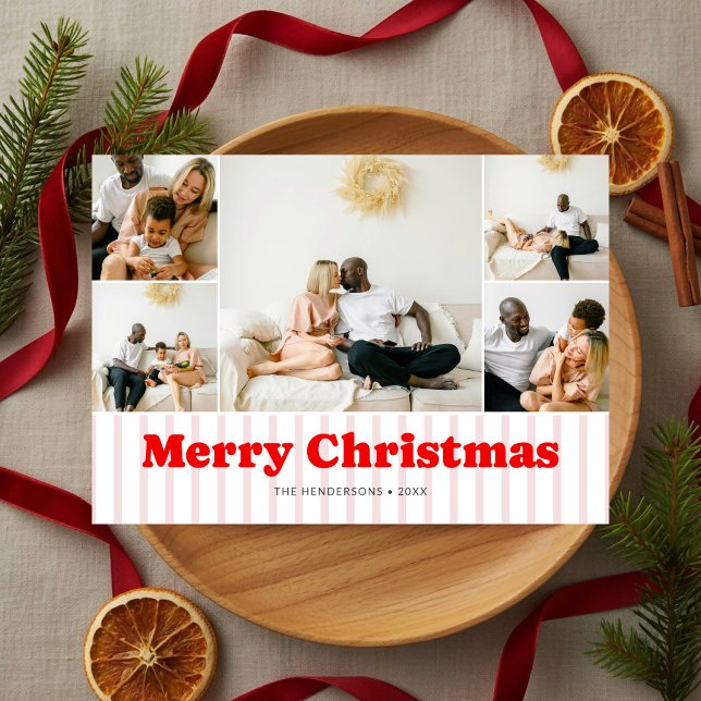 Cartão De Festividades Feliz Natal Vermelho Strike 7 Feriado Fotográfico (Criador carregado)