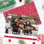 Cartão De Festividades Feliz Natal Vermelho White Winter Snowflake Foto<br><div class="desc">Feliz Natal Vermelho Branco Inverno Floco de Neve Cartão de Feriado</div>