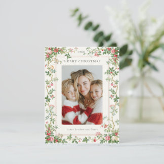 Cartão De Festividades Feliz Natal Videiras Vintage Quadro Verde