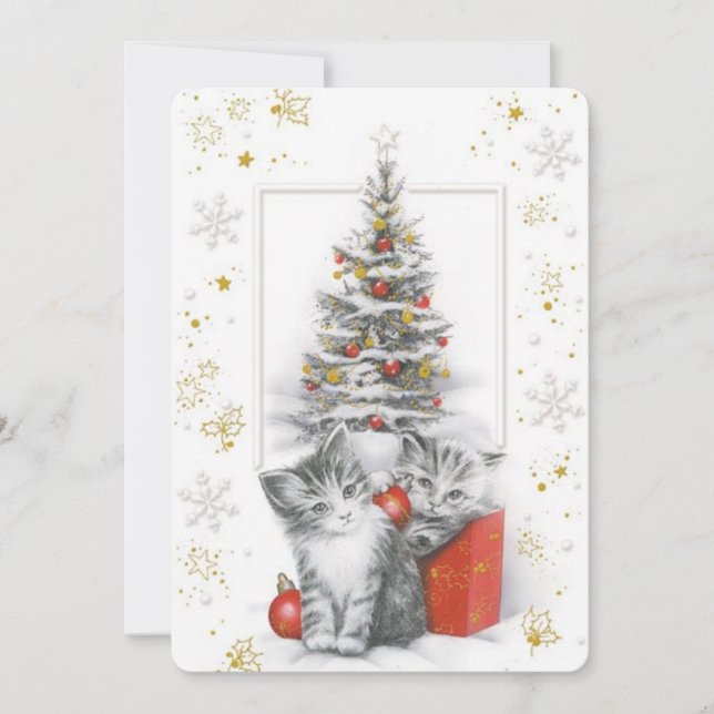 Cartão De Festividades Feliz Natal Vintage (Frente)