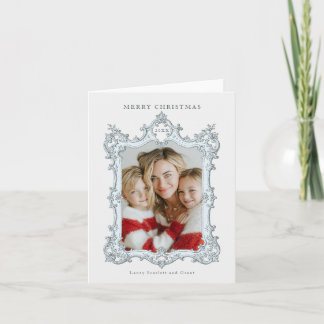 Cartão De Festividades Feliz Natal Vintage Elegante Quadro Azul