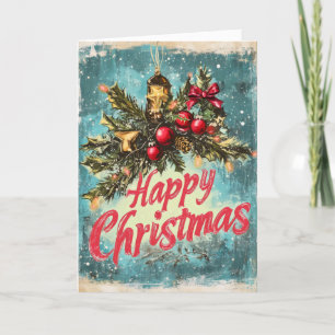 Cartão De Festividades Feliz Natal Vintage Ornaments
