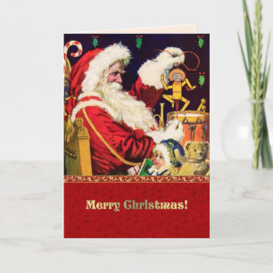 Cartão De Festividades Feliz Natal. Vintage Santa Claus