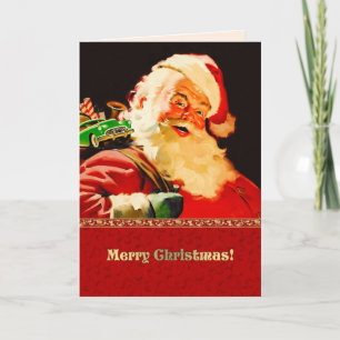 Cartão De Festividades Feliz Natal. Vintage Santa Claus