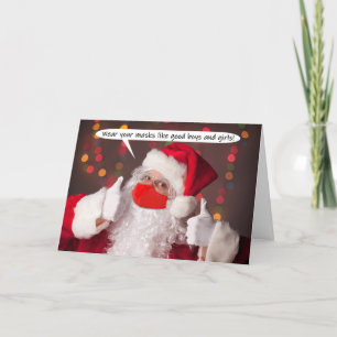 Cartão De Festividades Feliz Natal Vista seu rosto Papais noeis de máscar