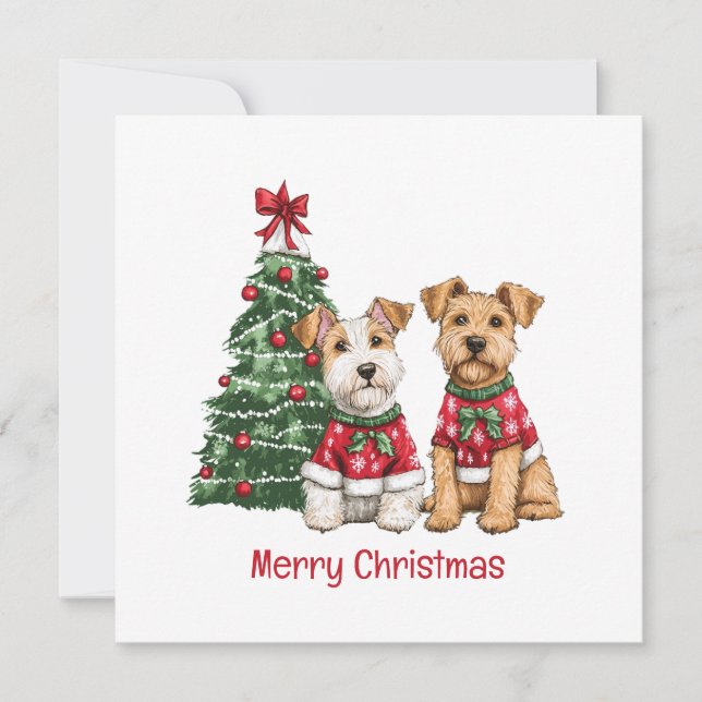 Cartão De Festividades Feliz Natal Welsh Wire Fox Terrier Dogs (Frente)