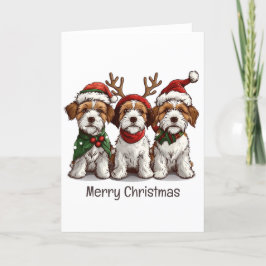 Cartão De Festividades Feliz Natal Welsh Wire Fox Terrier Dogs