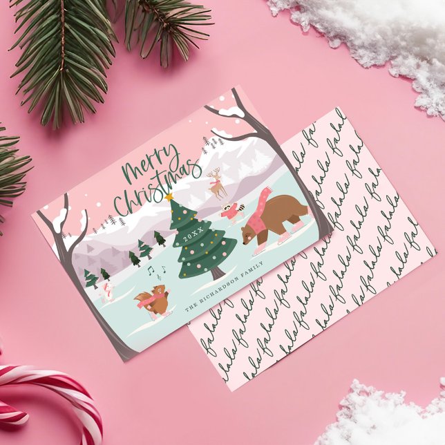 Cartão De Festividades Feliz Natal Wonderland Woodland (Merry Christmas Winter Wonderland Woodland Animals Holiday Card)
